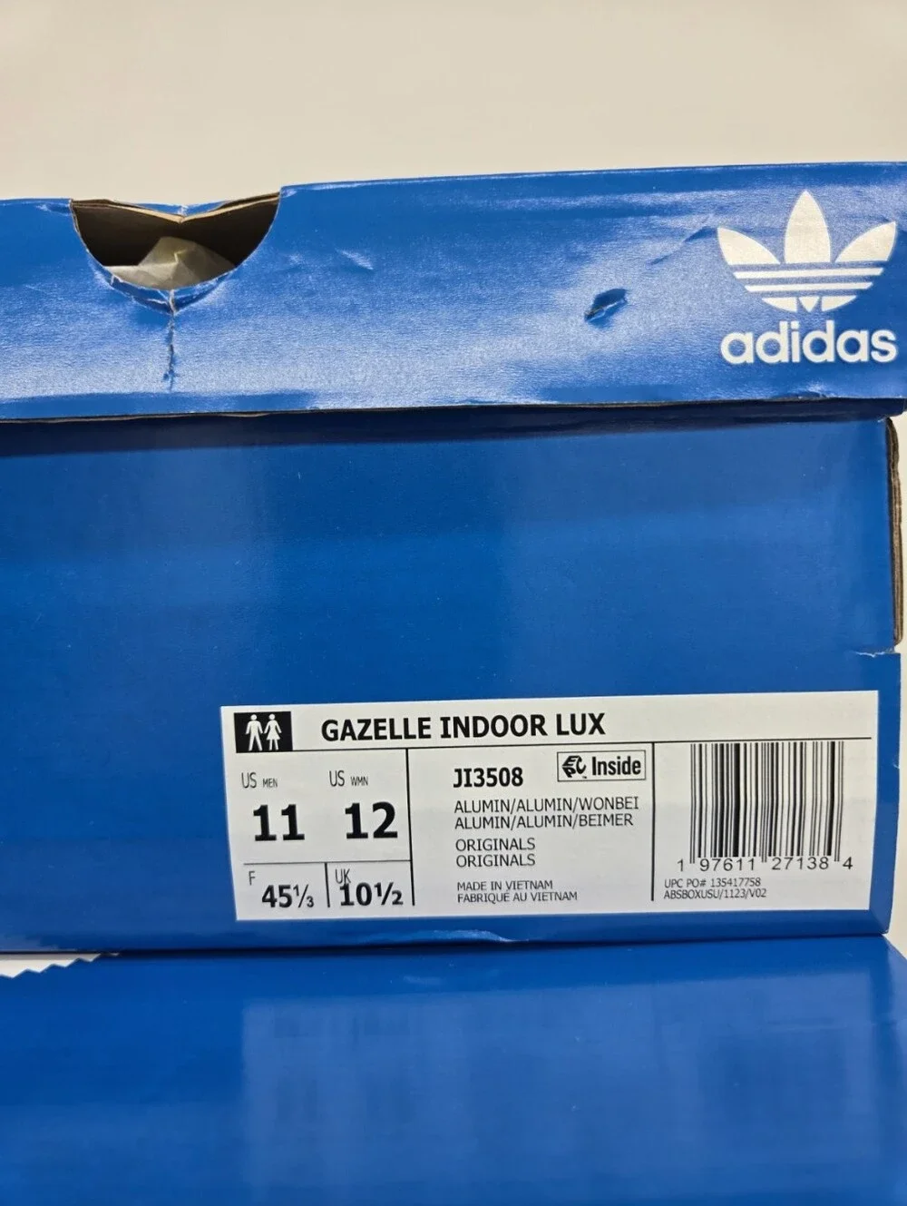 adidas Men's Gazelle Indoor Luxe JI3508 Pack Alumina Shoes Size 11